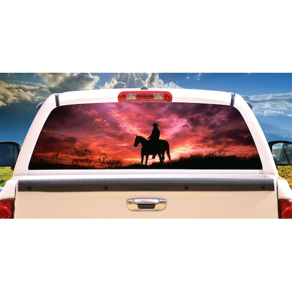 Entretenimiento Cowboy Sunset Rear Window Graphic Truck View Thru Vinyl Back Decal EN2680468 - main